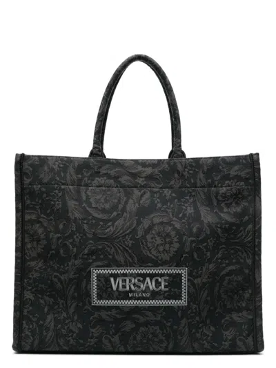 Versace Embroidered Fabric Big Athena Shopping Bag