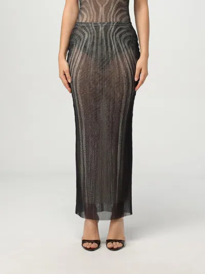 Jean Paul Gaultier Mesh Spiral Printed Long Skirt