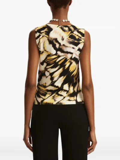 Oscar De La Renta Butterfly Printed Scoop-neck Knit Tank Top In Multi