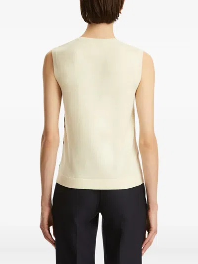 Oscar De La Renta Paneled Knitted And Floral-print Silk-blend Twill Tank In White