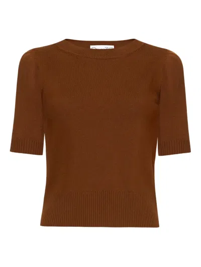 Oscar De La Renta Virgin Wool Jumper In Brown