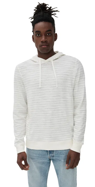 Faherty Sunwashed Slub Hoodie Ivory Rock Stripe In Neutral