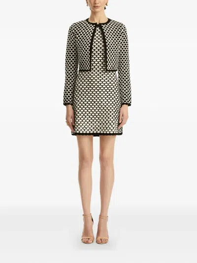 Oscar De La Renta Honeycomb Sequin Knit Crop Bolero Jacket