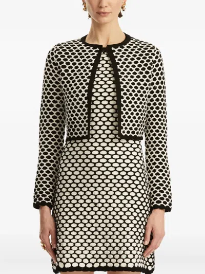 Oscar De La Renta Honeycomb Sequin Knit Crop Bolero Jacket