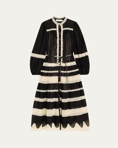 Zimmermann Women's Rhiannon Lace Midi Dress | Size 2 | 3227dss251 In Black