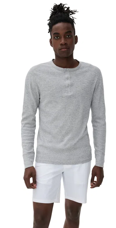 Reigning Champ 1x1 Slub Slim Henley Hgrey In Gray