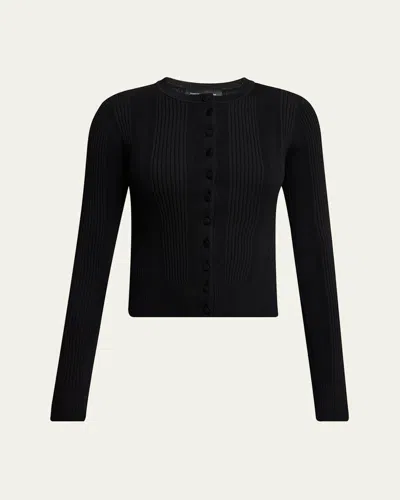 Proenza Schouler Currin Column Rib Button Down Top In Black