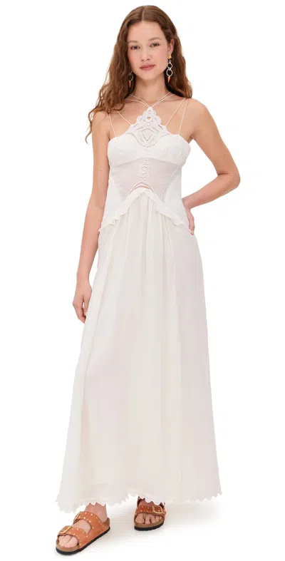 Isabel Marant Lindy Lace-trimmed Embroidered Ramie Maxi Dress In White
