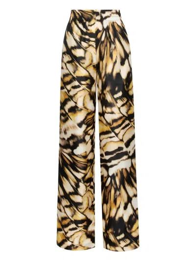 Oscar De La Renta Abstract Butterfly Silk Twill Pant In Animal Print