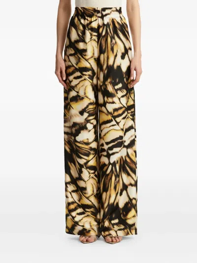 Oscar De La Renta Abstract Butterfly Silk Twill Pant In Animal Print