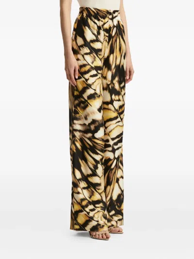 Oscar De La Renta Abstract Butterfly Silk Twill Pant In Animal Print