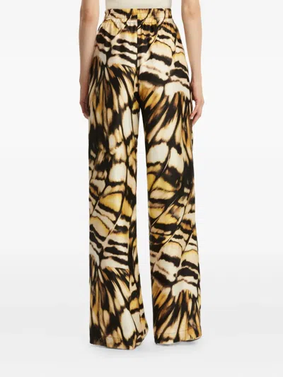 Oscar De La Renta Abstract Butterfly Silk Twill Pant In Animal Print