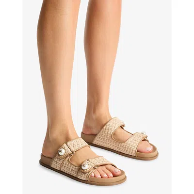 Jimmy Choo Fayence Leather-trimmed Raffia Sandals In Neutral