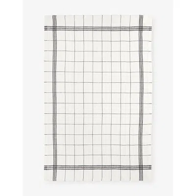 Charvet Noir Maya Square-grid Linen Tea Towel