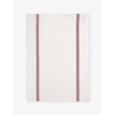 Charvet Blanc Drapeau Striped Linen Tea Towel
