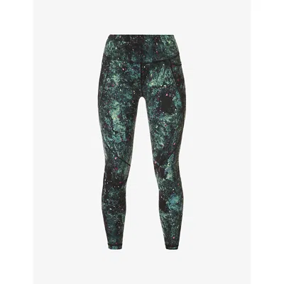 Sweaty Betty Womens Green Firefly Print Power Graphic-print High-rise Stretch-jersey Leggings Xs