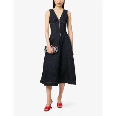 Self-portrait Self Portrait Denim Midi Dress In Black