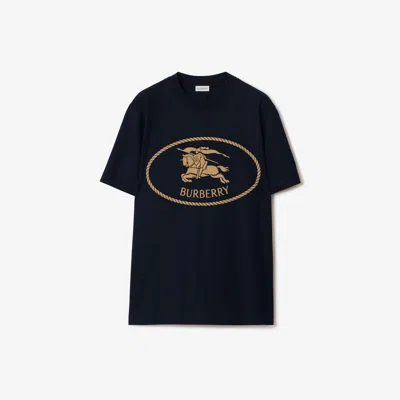 Burberry Knight Stamp Cotton T-shirt In Black