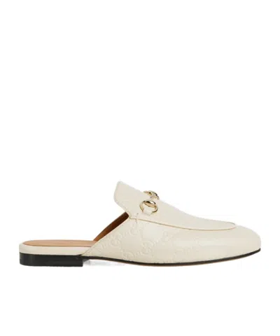 Gucci Princetown Loafer Mule In White Leather