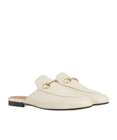 Gucci Princetown Loafer Mule In White Leather