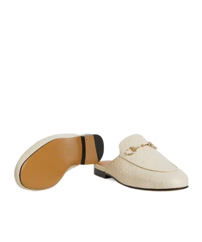 Gucci Princetown Loafer Mule In White Leather