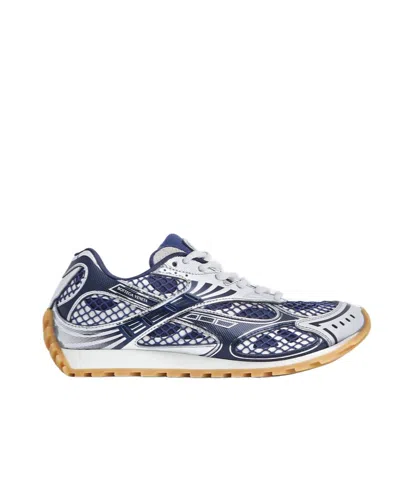 Bottega Veneta Orbit Sneakers With Contrast Stitching And Mesh In Blue
