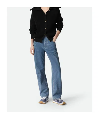 Bottega Veneta Orbit Sneakers With Contrast Stitching And Mesh In Blue