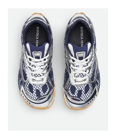 Bottega Veneta Orbit Sneakers With Contrast Stitching And Mesh In Blue