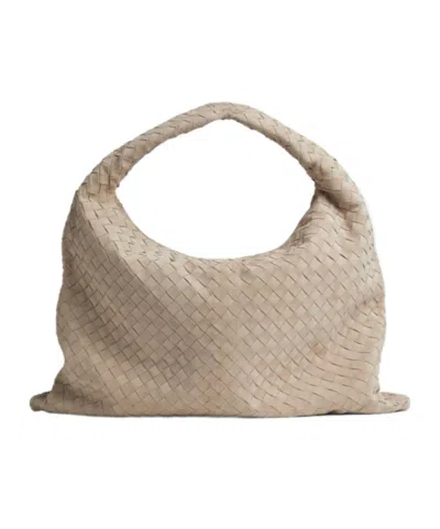 Bottega Veneta Women Hop Medium Leather Shoulder Bag In Neutral