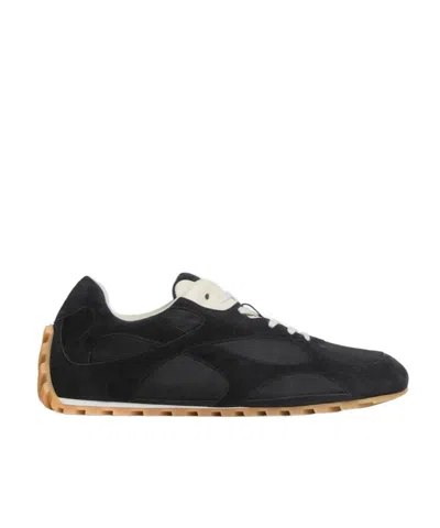 Bottega Veneta Black Suede And Nylon Orbit Flash Sneakers In Blue