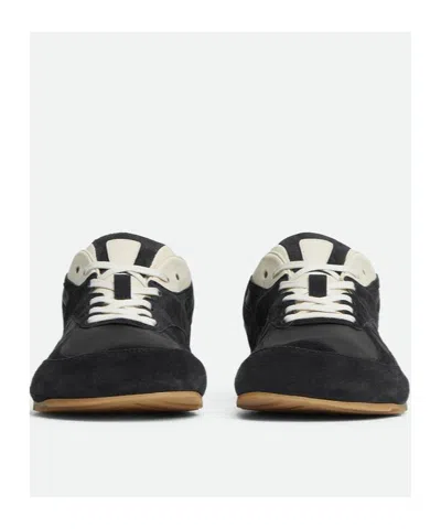 Bottega Veneta Black Suede And Nylon Orbit Flash Sneakers In Blue