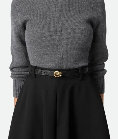 Bottega Veneta Cinturon Intr Negro Heb Nudo Dorado In Black