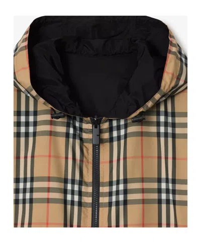 Burberry Check Twill Jacket In Beige