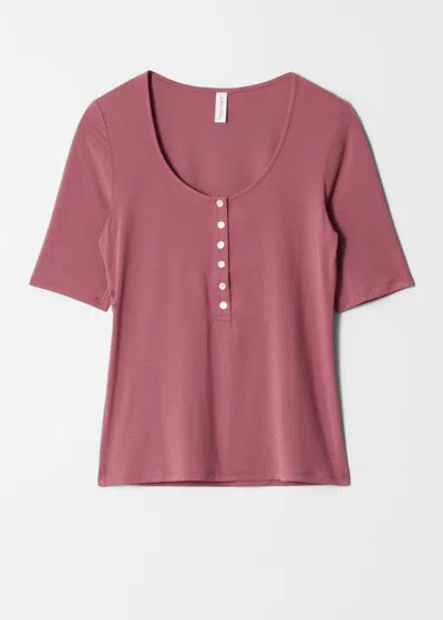 & Other Stories Ribbed Jersey Henley Top In Red