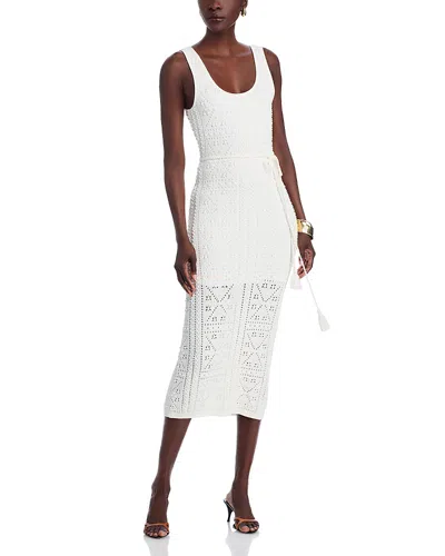 Milly Sleeveless Pointelle Knit Midi Dress In White