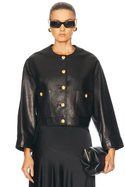 Adam Lippes Cropped Nessy Leather Jacket