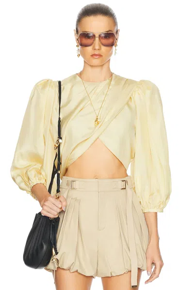 Chloé Draped Top With Keyhole Back And Puffed Sleeves