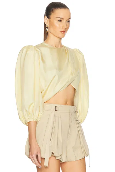 Chloé Draped Top With Keyhole Back And Puffed Sleeves