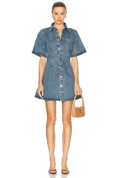 Ami Alexandre Mattiussi Mini Dress Ami De Coeur In Denim In Blue