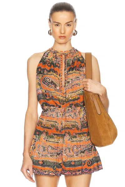 Isabel Marant Marilou Embellished Paisley-print Silk-voile Camisole In Orange