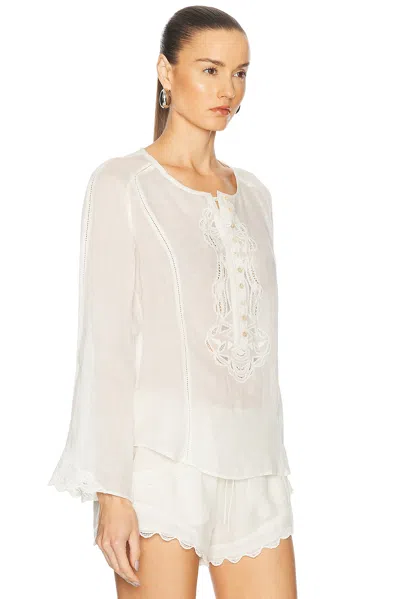 Isabel Marant Luciele Broderie Anglaise-trimmed Ramie Blouse In Ivory