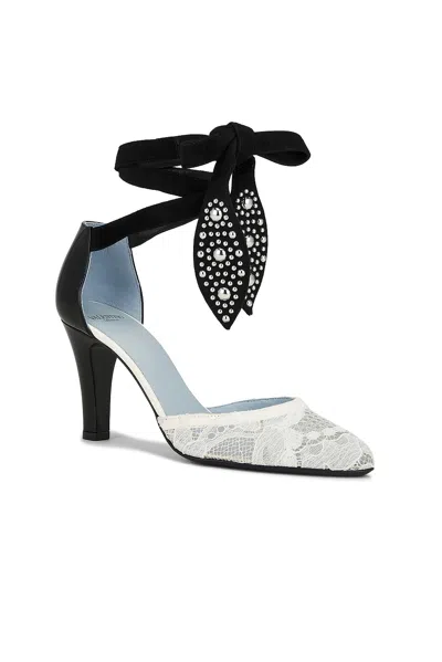 Valentino 85 Embellished Suede-trimmed Corded Lace And Patent-leather Pumps In White