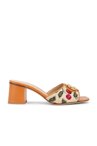 Valentino Garavani Valentino Vlogo Signature 60 Cherryfic Leather-trim Sandal In 32h Naturale/rosso