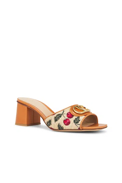Valentino Garavani Valentino Vlogo Signature 60 Cherryfic Leather-trim Sandal In 32h Naturale/rosso