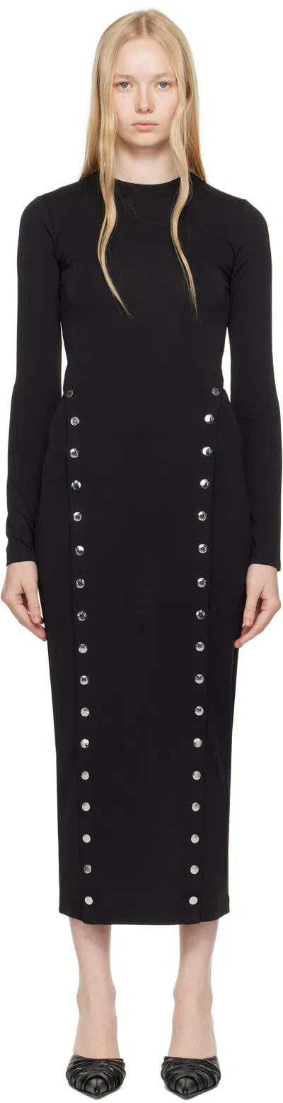 Fleur Du Mal Stud-detail Side-slit Midi Dress In 0100 Black