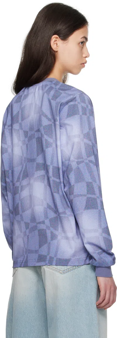 Dime Blue Abstract Ls T-shirt