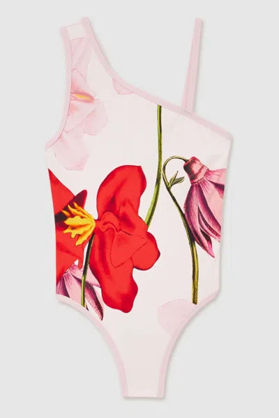 Reiss Ivory Layla 13-14 Yrs | Nybg Floral One-shoulder Swimsuit