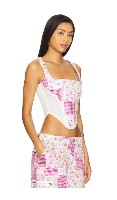 Guizio Mina Patchwork Corset In White