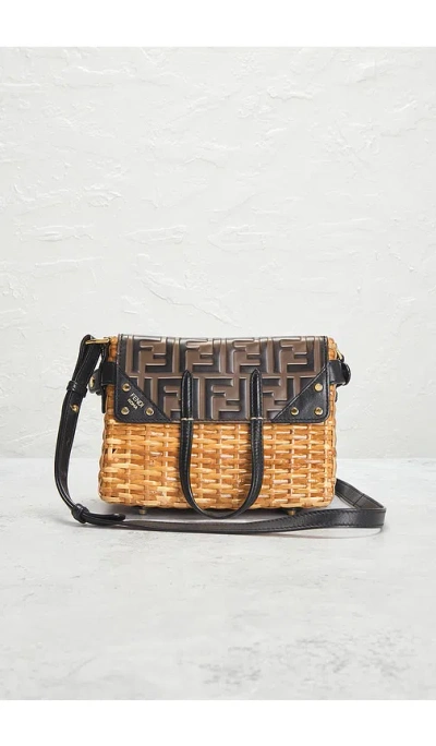 Fwrd Renew Fendi Wicker Ff Mini Flip Shoulder Bag