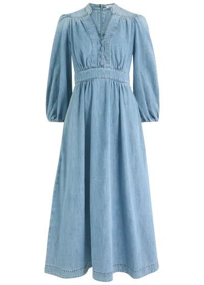 Zimmermann Denim Midi Dress In Blue